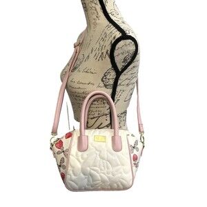 Luv Betsey Johnson Quilted Strawberry Butterfly Satchel Crossbody Bag Coin Purse